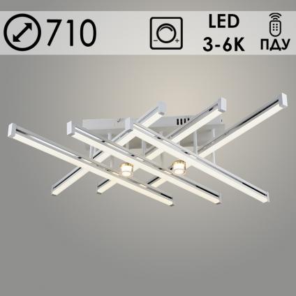 Люстра YH1308/6+2 WT+CH белый/хром 2х72W+4W LED 3000K-6000K ПДУ диммер d710, 24